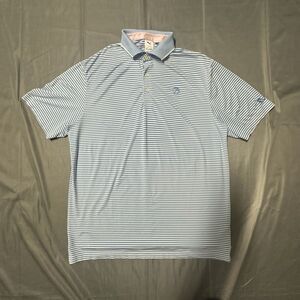Puma Arnold Palmer Shirt Men Large Performance Golf Polo Blue White Striped